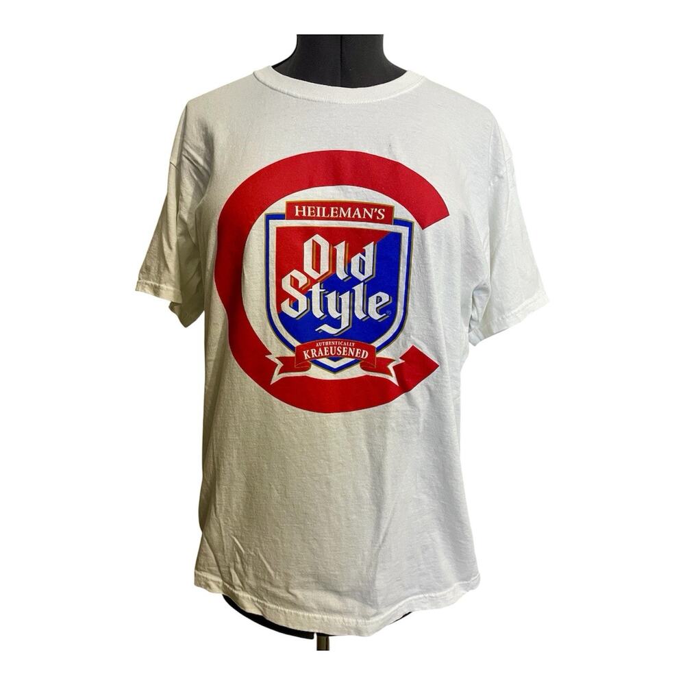 Chicago Cubs Old Style Beer T Shirt Size Large Adult White Red Cotton Vintage